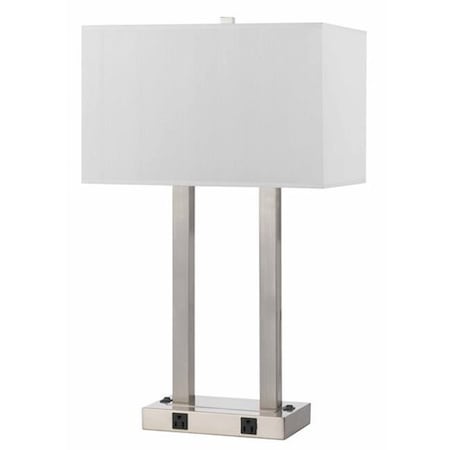 2 Metal Desk Night Stand Lamp With Rocker Switches And Two Outlets